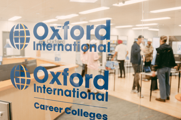 OICC front entrance with Oxford International Career Colleges logo